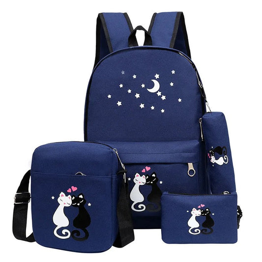 4-piece School Bag Set/ Backpack Children School Bags For Girls Boys Canvas School Bag Fashion Kids