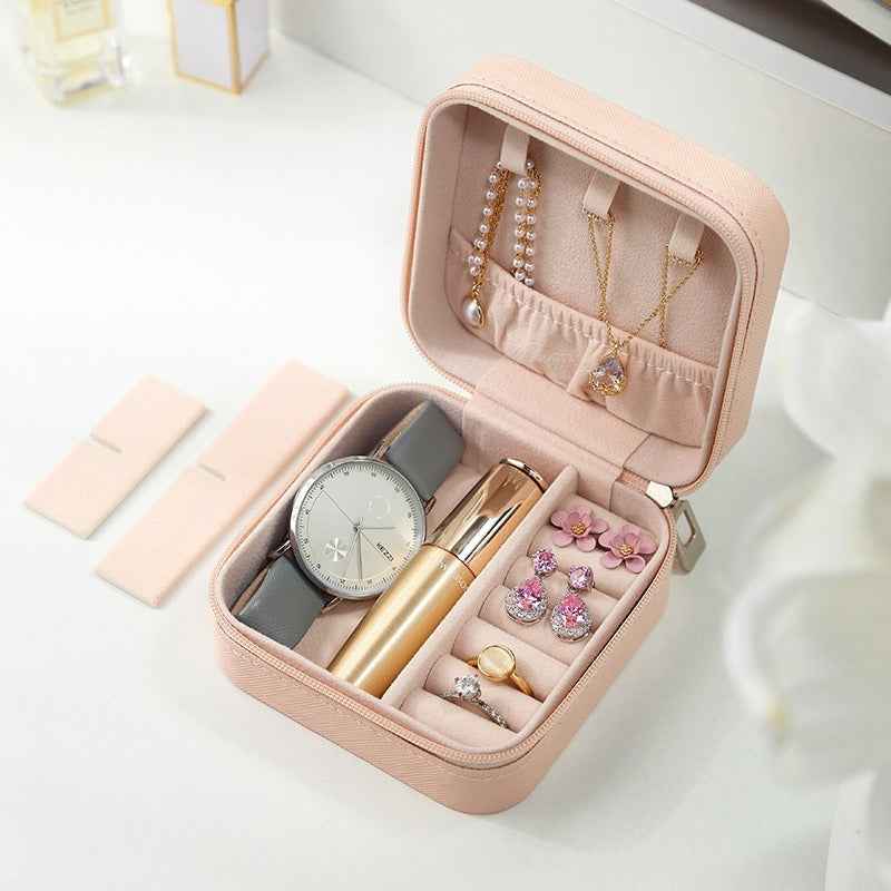 Travel Jewellery Box - Leather Organizer for Hair Accessories while Travelling