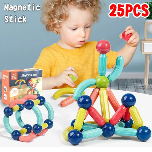 Magnetic Bar Blocks (25 Pieces) Construction Set For Brain Development