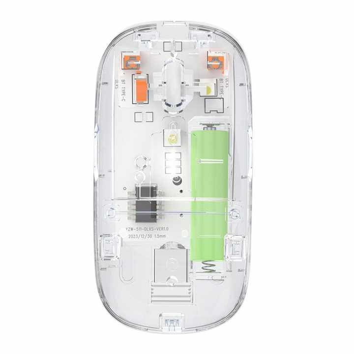 Fully Transparent Wireless BT Mouse - Silent Operation