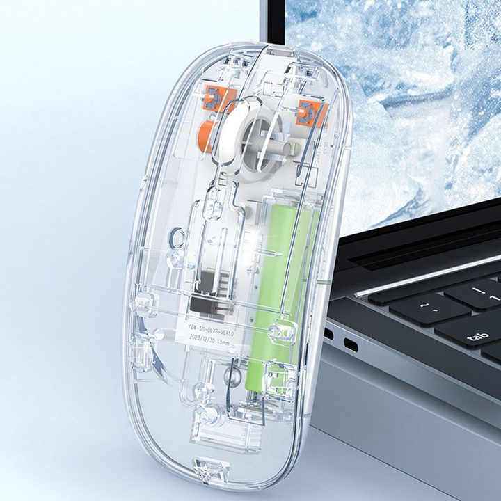 Fully Transparent Wireless BT Mouse - Silent Operation