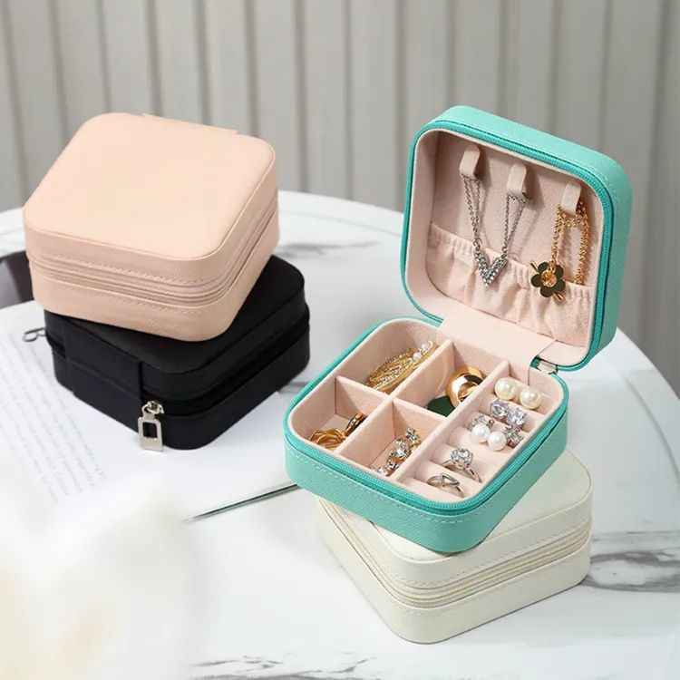 Travel Jewellery Box - Leather Organizer for Hair Accessories while Travelling