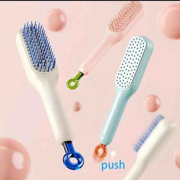 Self Cleaning Hair Brush - One-Click Cleaning Telescopic Hair Comb (Random Color, Without Box)