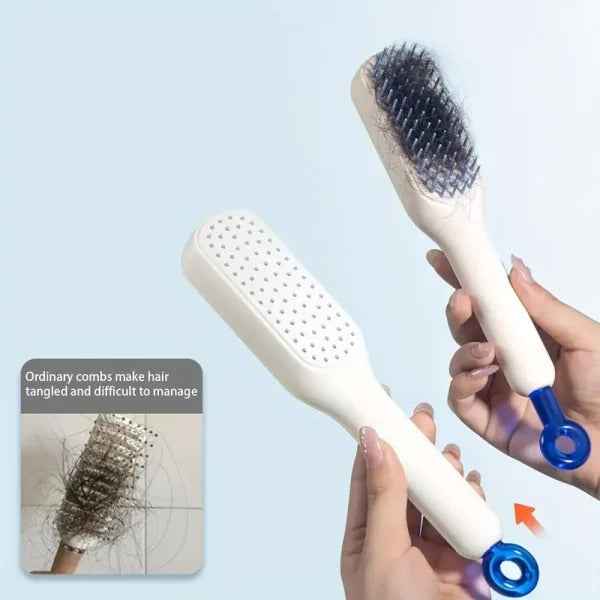 Self Cleaning Hair Brush - One-Click Cleaning Telescopic Hair Comb (Random Color, Without Box)