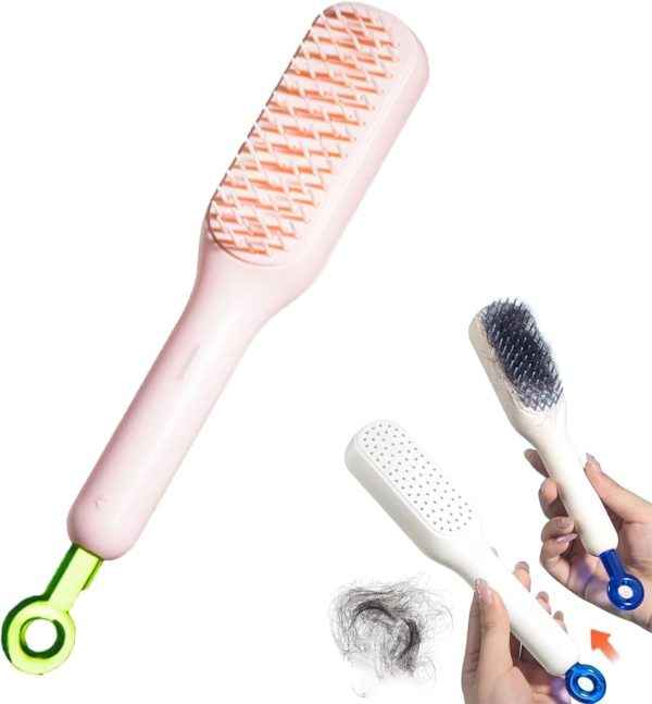 Self Cleaning Hair Brush - One-Click Cleaning Telescopic Hair Comb (Random Color, Without Box)